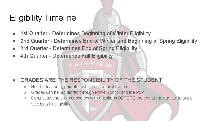 Eligibility Timeline ● ● 1 st Quarter - Determines Beginning of Winter Eligibility 2