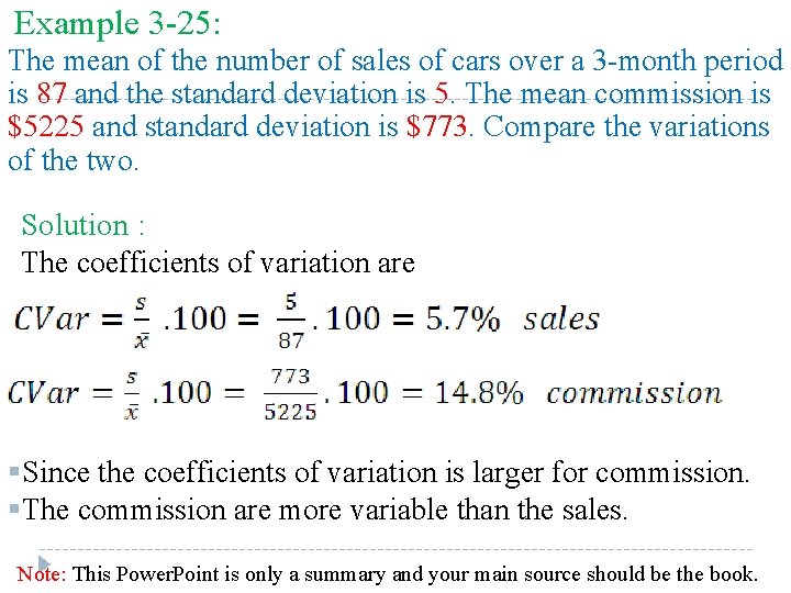 Example 3 -25: The mean of the number of sales of cars over a