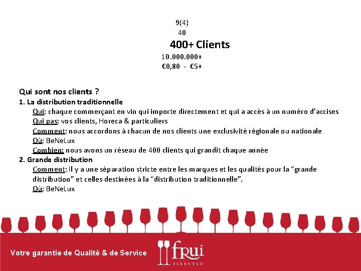 9(4) 40 400+ Clients 10. 000+ € 0, 80 - € 5+ Qui sont