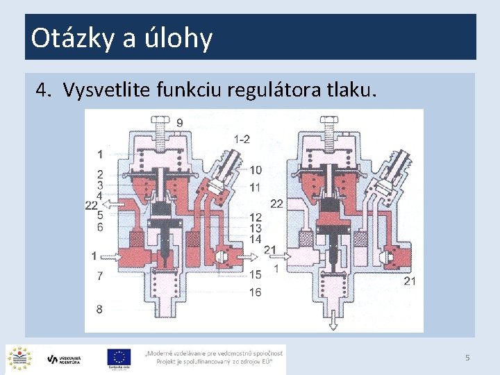 Otázky a úlohy 4. Vysvetlite funkciu regulátora tlaku. 5 