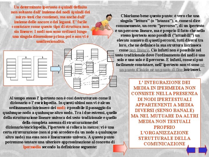 Un determinato ipertesto è quindi definito non soltanto dall' insieme del nodi (quindi dei Un determinato ipertesto è quindi definito non soltanto dall' insieme del nodi (quindi dei