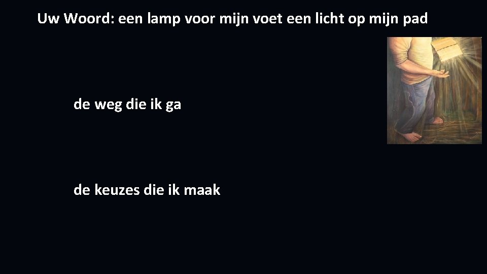 Uw Woord: een lamp voor mijn voet een licht op mijn pad de weg