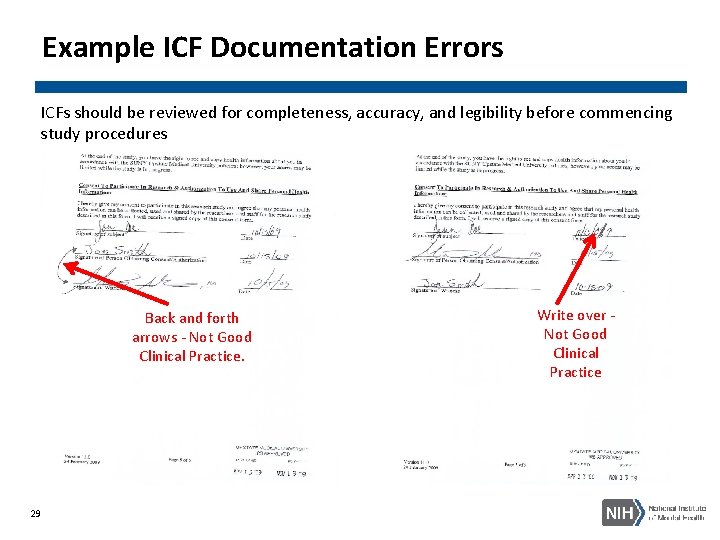 Example ICF Documentation Errors ICFs should be reviewed for completeness, accuracy, and legibility before