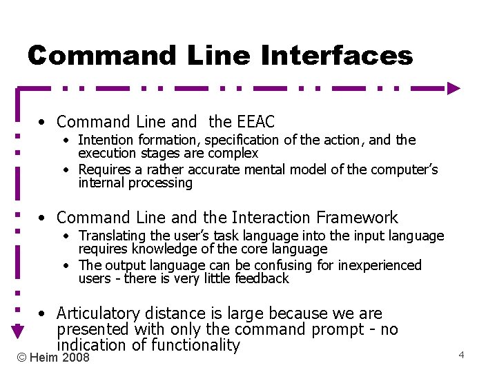 Command Line Interfaces • Command Line and the EEAC • Intention formation, specification of