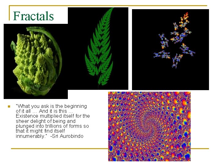 Fractals n “What you ask is the beginning of it all … And it