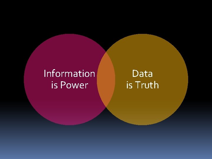 Information is Power Data is Truth 