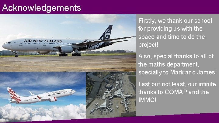 Acknowledgements Firstly, we thank our school for providing us with the space and time