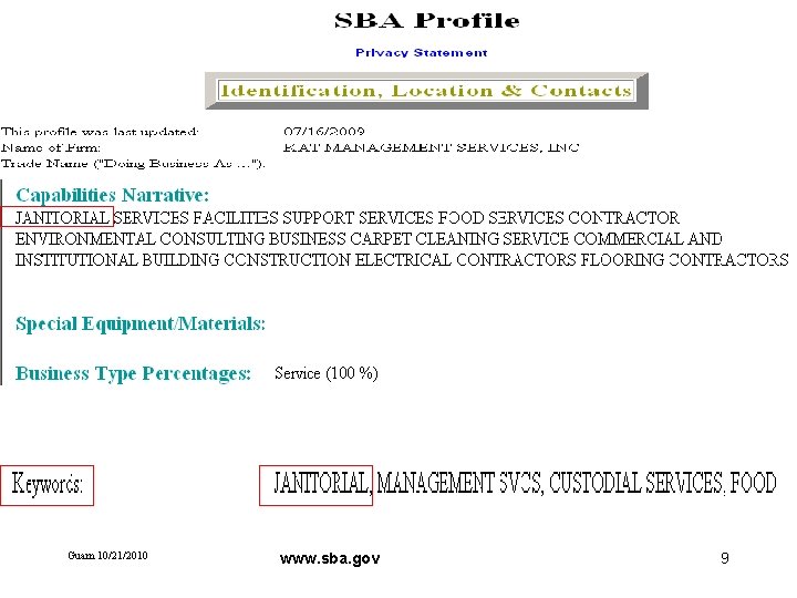 Guam 10/21/2010 www. sba. gov 9 