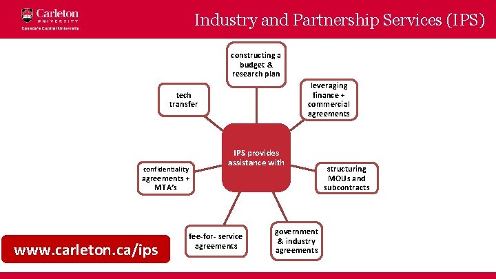 Industry and Partnership Services (IPS) constructing a budget & research plan leveraging finance +