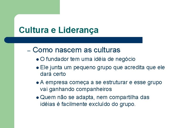 Cultura e Liderança – Como nascem as culturas l. O fundador tem uma idéia