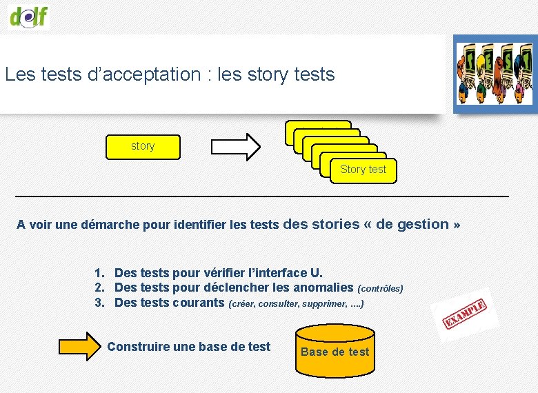Les tests d’acceptation : les story tests storytest storytest Story test A voir une
