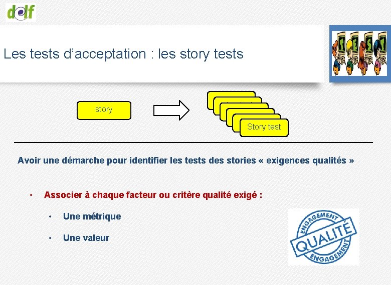 Les tests d’acceptation : les story tests storytest storytest Story test Avoir une démarche