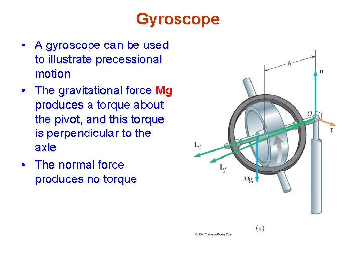 Gyroscope • A gyroscope can be used to illustrate precessional motion • The gravitational
