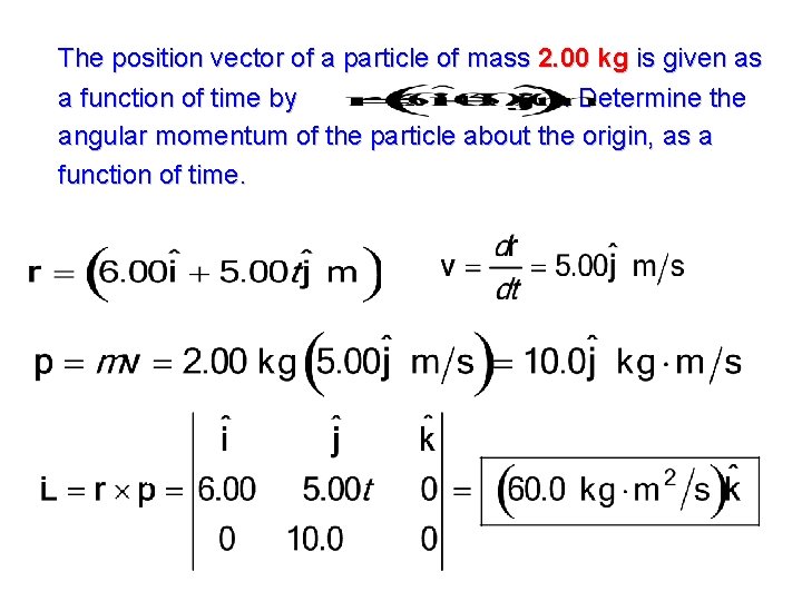 The position vector of a particle of mass 2. 00 kg is given as