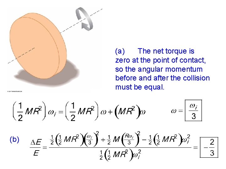 (a) The net torque is zero at the point of contact, so the angular