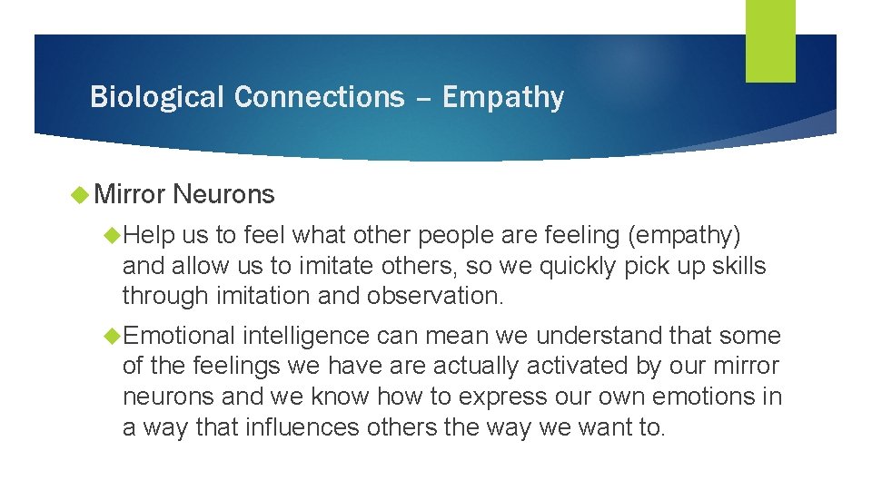 Biological Connections – Empathy Mirror Neurons Help us to feel what other people are