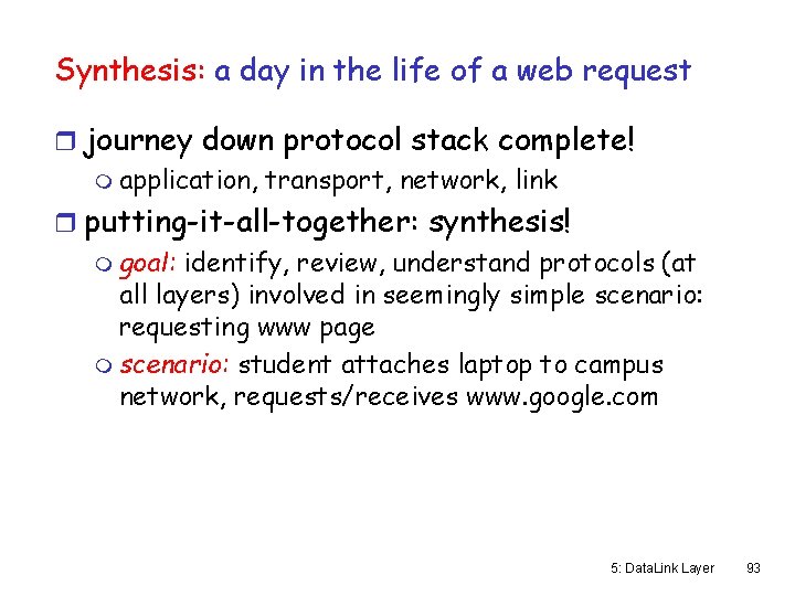 Synthesis: a day in the life of a web request r journey down protocol