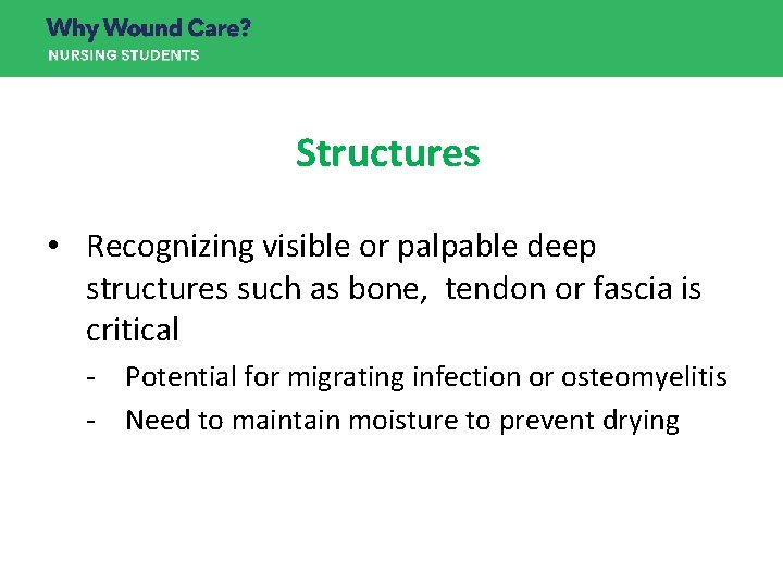 Structures • Recognizing visible or palpable deep structures such as bone, tendon or fascia Structures • Recognizing visible or palpable deep structures such as bone, tendon or fascia