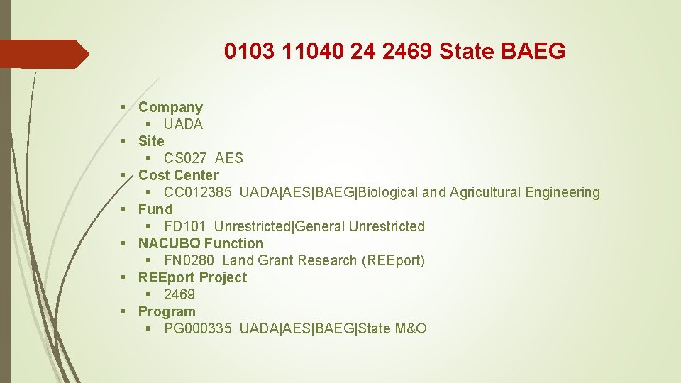 0103 11040 24 2469 State BAEG § Company § UADA § Site § CS