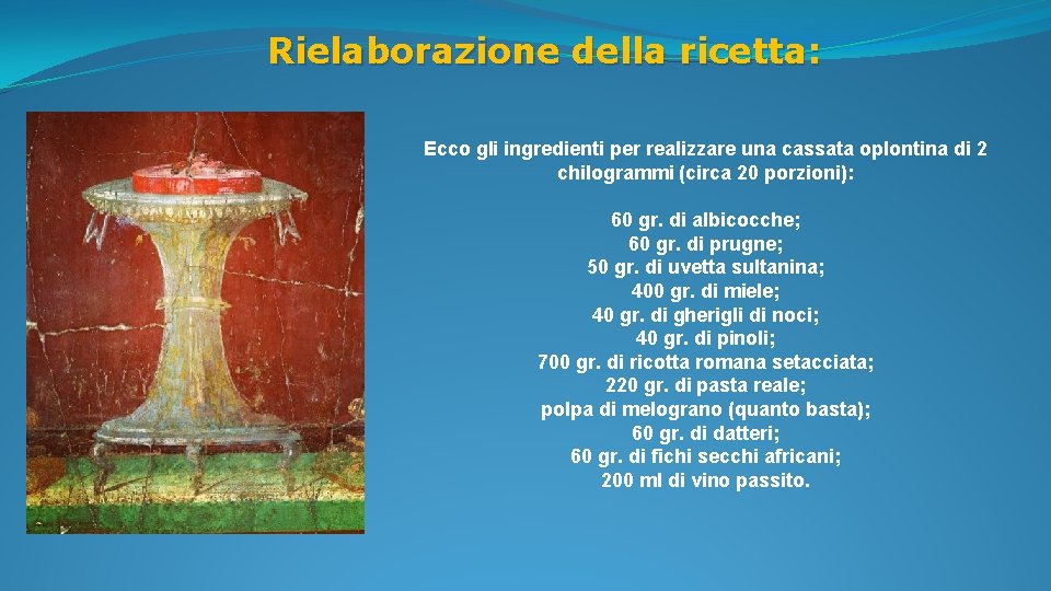 Rielaborazione della ricetta: Ecco gli ingredienti per realizzare una cassata oplontina di 2 chilogrammi