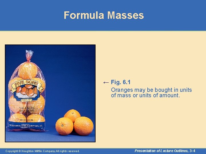 Formula Masses ← Fig. 6. 1 Oranges may be bought in units of mass