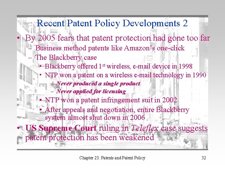 Recent Patent Policy Developments 2 • By 2005 fears that patent protection had gone