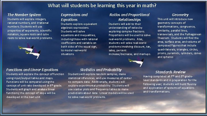 What will students be learning this year in math? The Number System Students will