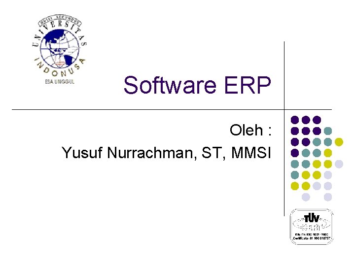 Software ERP Oleh : Yusuf Nurrachman, ST, MMSI 