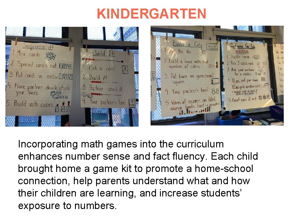 KINDERGARTEN Incorporating math games into the curriculum enhances number sense and fact fluency. Each KINDERGARTEN Incorporating math games into the curriculum enhances number sense and fact fluency. Each