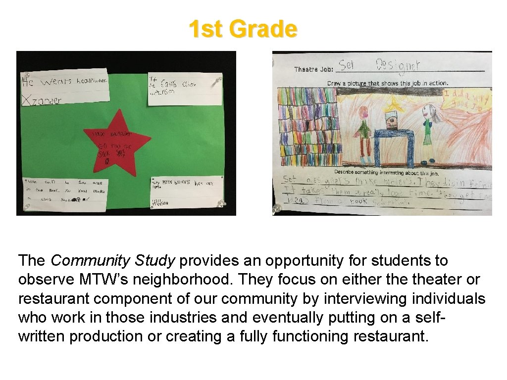 1 st Grade The Community Study provides an opportunity for students to observe MTW’s 1 st Grade The Community Study provides an opportunity for students to observe MTW’s