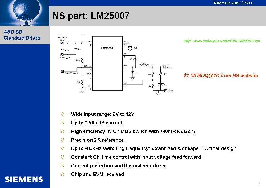 Automation and Drives NS part: LM 25007 A&D SD Standard Drives http: //www. national.