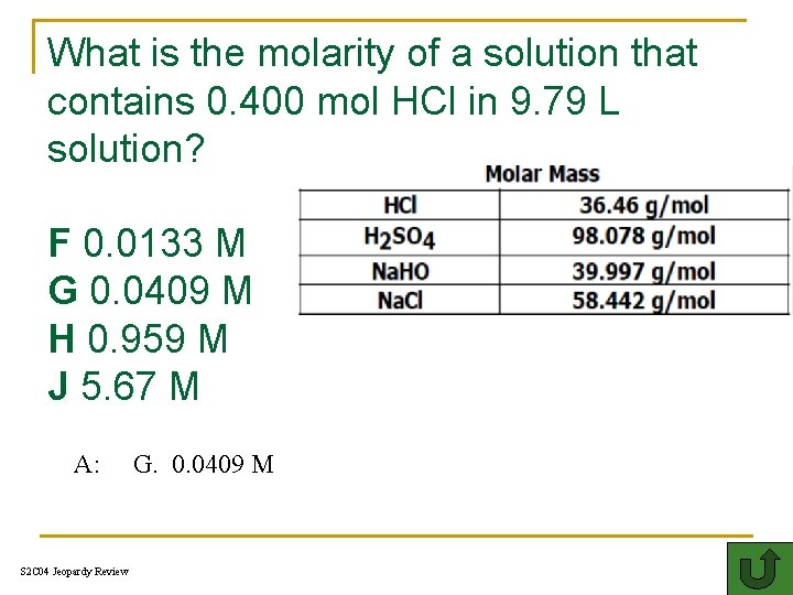 What is the molarity of a solution that contains 0. 400 mol HCl in