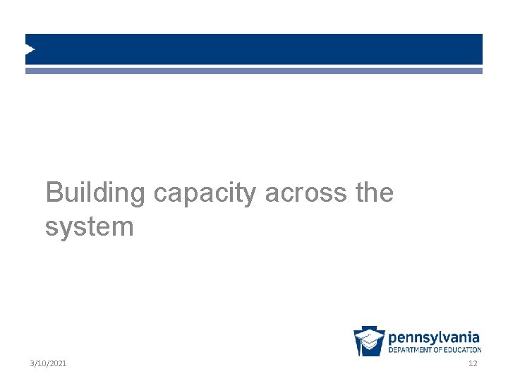 Building capacity across the system 3/10/2021 12 