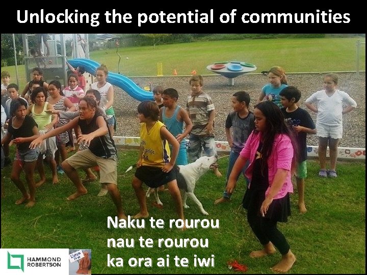 Unlocking the potential of communities Naku te rourou nau te rourou ka ora ai Unlocking the potential of communities Naku te rourou nau te rourou ka ora ai