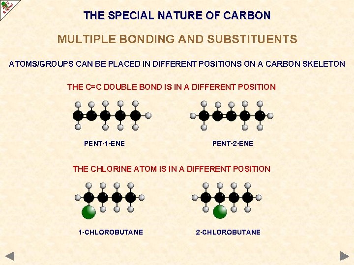 THE SPECIAL NATURE OF CARBON MULTIPLE BONDING AND SUBSTITUENTS ATOMS/GROUPS CAN BE PLACED IN