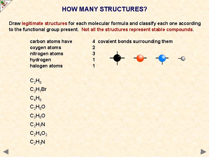 HOW MANY STRUCTURES? Draw legitimate structures for each molecular formula and classify each one