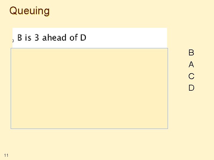 Queuing B A C D 11 