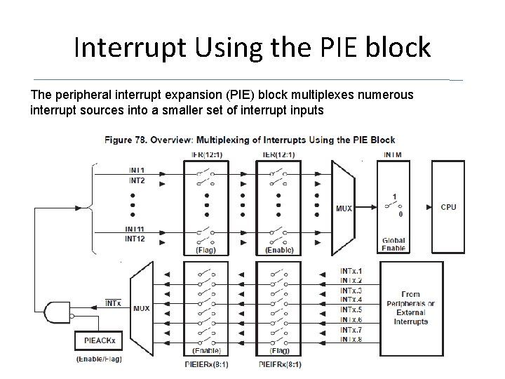 Interrupt Using the PIE block The peripheral interrupt expansion (PIE) block multiplexes numerous interrupt