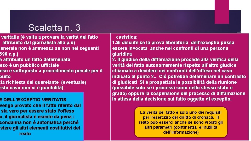 Scaletta n. 3 veritatis (è volta a provare la verità del fatto attribuito dal