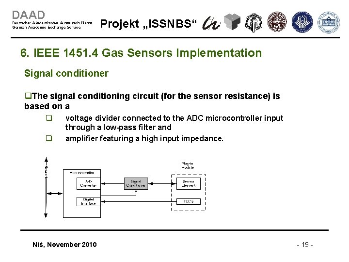 DAAD Deutscher Akademischer Austausch Dienst German Academic Exchange Service Projekt „ISSNBS“ 6. IEEE 1451.