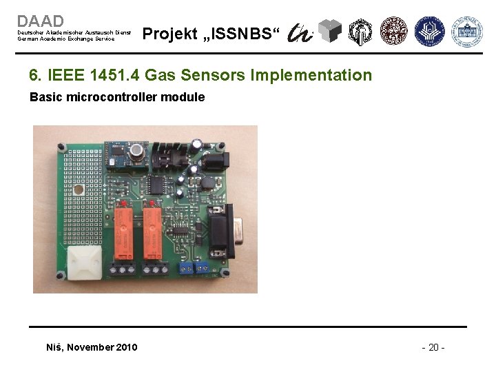 DAAD Deutscher Akademischer Austausch Dienst German Academic Exchange Service Projekt „ISSNBS“ 6. IEEE 1451.