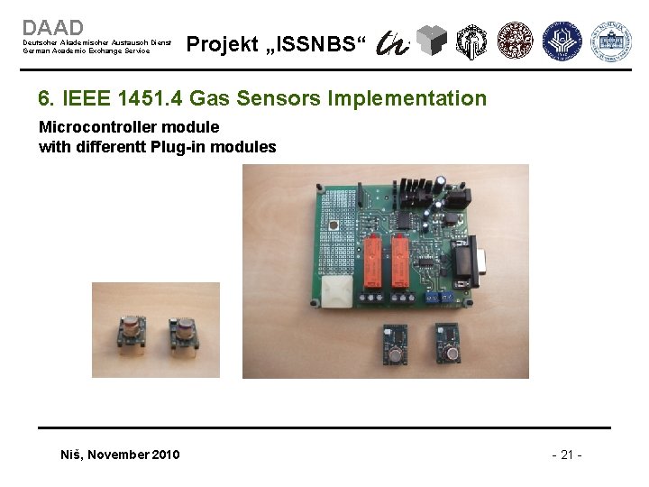 DAAD Deutscher Akademischer Austausch Dienst German Academic Exchange Service Projekt „ISSNBS“ 6. IEEE 1451.