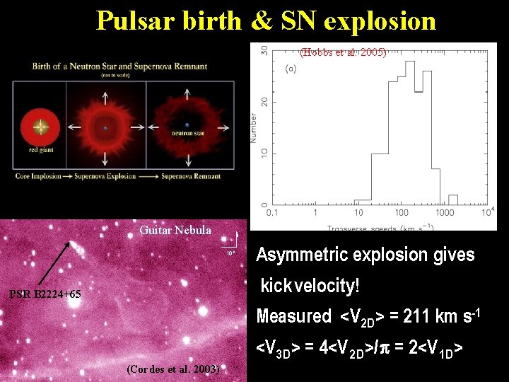 Pulsar birth & SN explosion (Hobbs et al. 2005) Guitar Nebula Asymmetric explosion gives