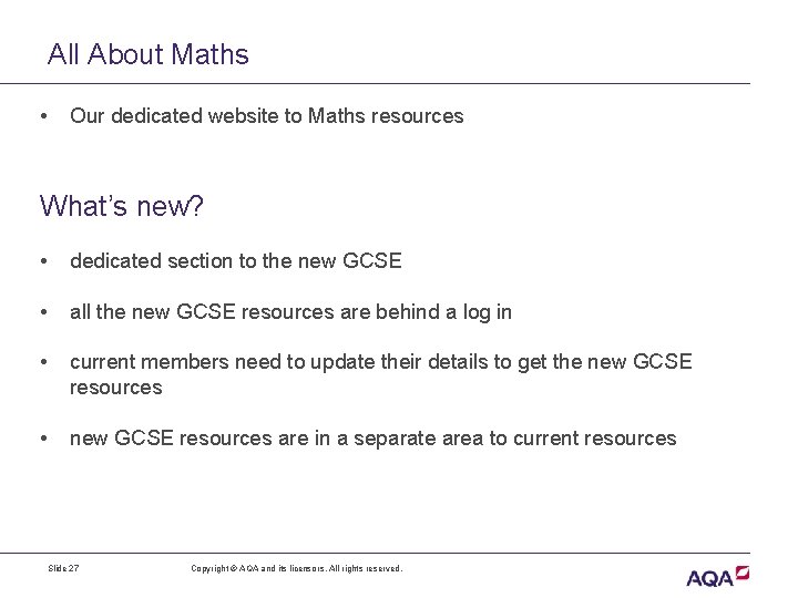 All About Maths • Our dedicated website to Maths resources What’s new? • dedicated
