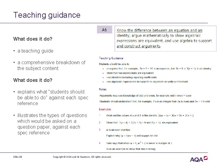 Teaching guidance What does it do? • a teaching guide • a comprehensive breakdown