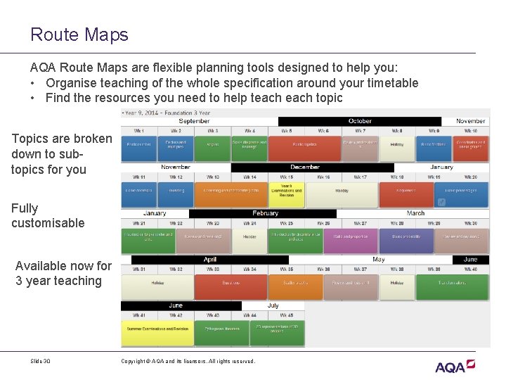 Route Maps AQA Route Maps are flexible planning tools designed to help you: •