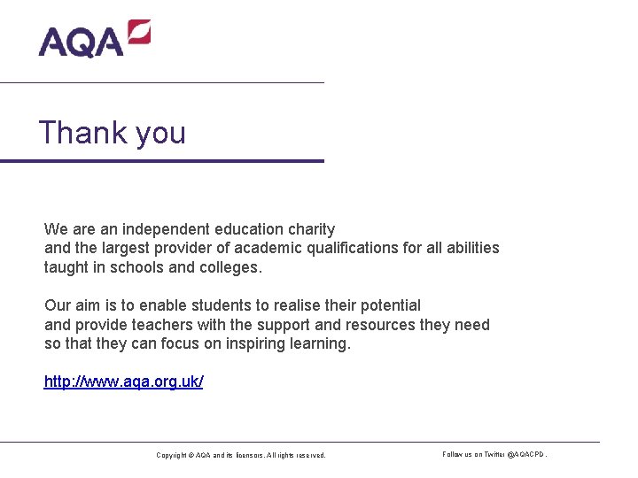 Thank you We are an independent education charity and the largest provider of academic