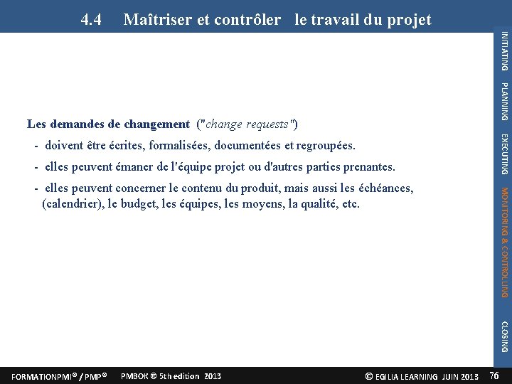 le Maîtriser et contrôlerle travail leletravail 4. 4 Maîtriser et contrôler dudu projet travail