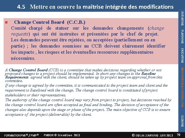 4. 5 Mettre en oeuvre la maîtrise intégrée des modifications INITIATING Change Control Board