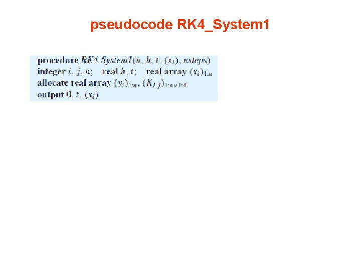 pseudocode RK 4_System 1 